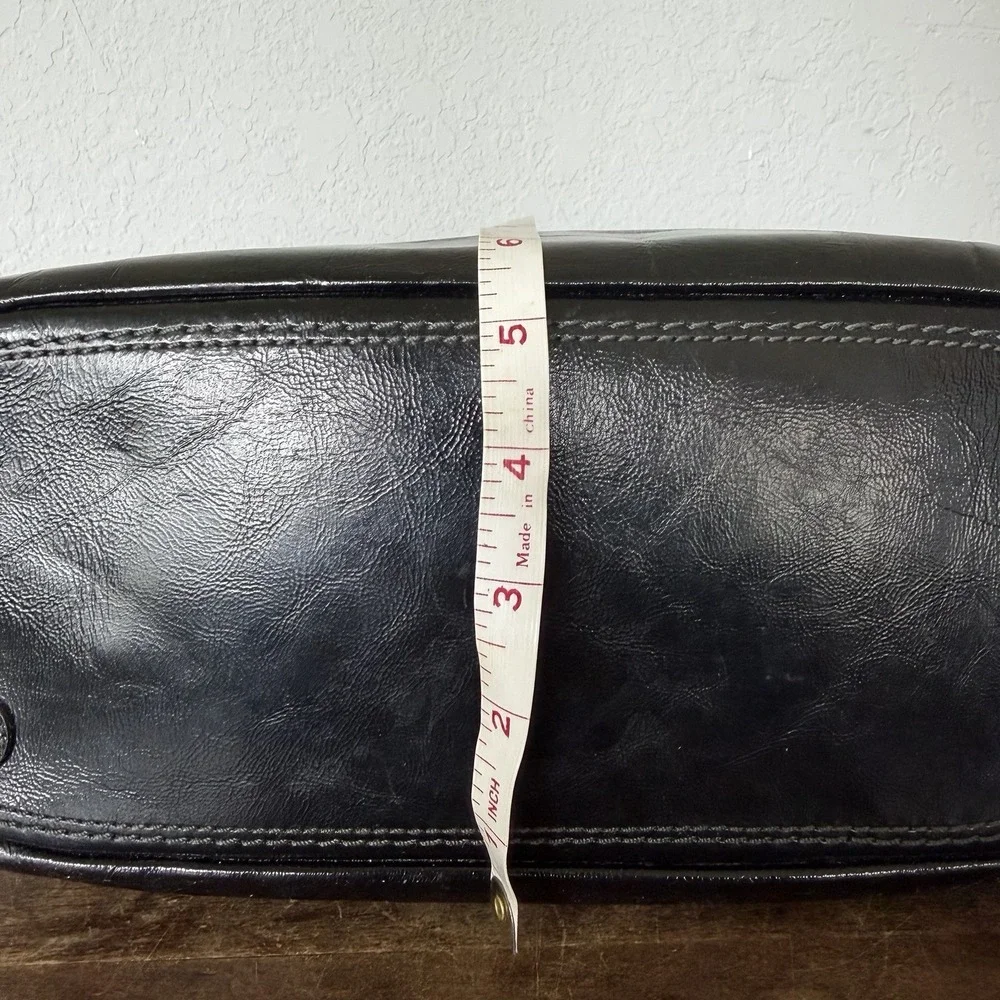 Coach Gallery Laced East West tote bag in black patent Leather Brass Hardware.